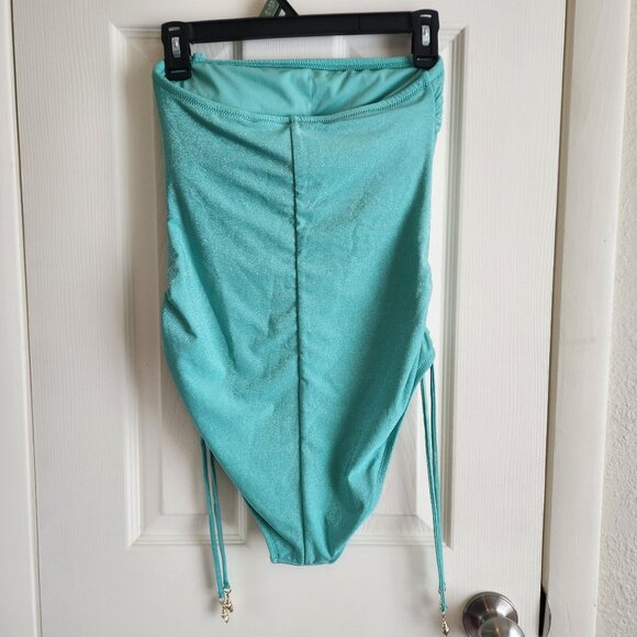 Shade & Shore Turquoise One Piece Swimsuit W Shell Accents Removable Straps Sz M - Picture 6 of 11